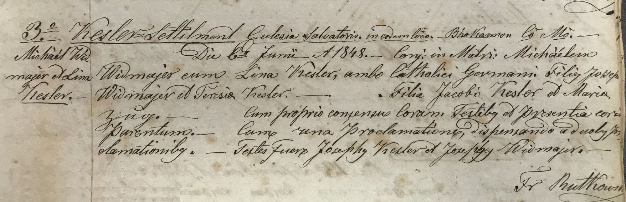 Handwritten register entry mentioning the Kessler Settlement